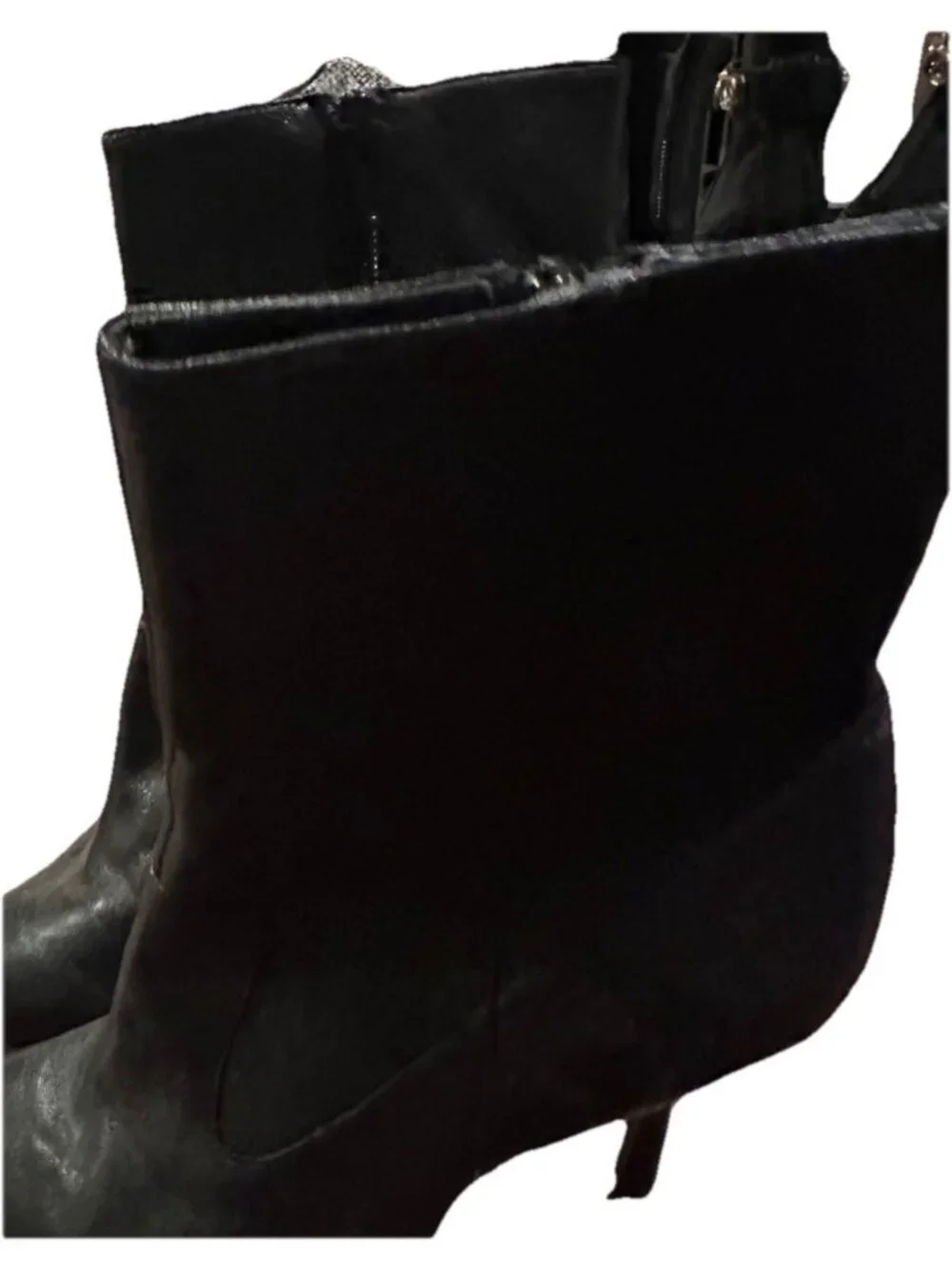 Calvin Klein Women's Black Leather Stiletto Heeled Dress Booties Shoes Size 7.5